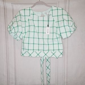 NWT Milly Malia Windowpane Blouse